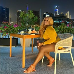 2pc mustard skirt set